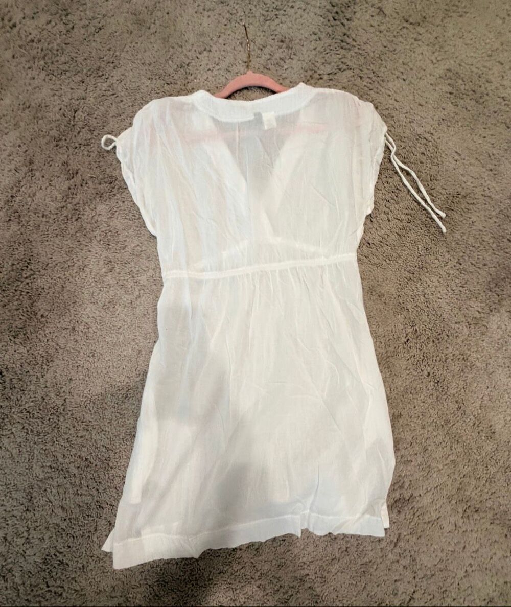 Lauren Ralph Lauren White Sheer Cap Sleeve Casual Beach Cover Up Dress Size M